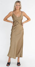 Load image into Gallery viewer, CHRISTOPHER ESBER KHAKI TWISTED CAMI DRESS SIZE 12
