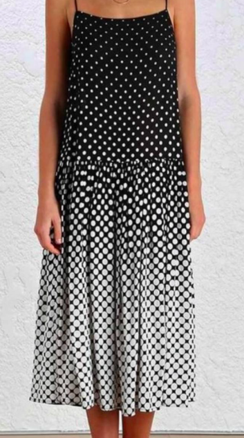 ZIMMERMANN LOTTE DRESS BLACK AND WHITE MIDI SIZE 8