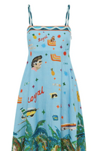 Load image into Gallery viewer, ALEMAIS ALL ABOARD PRINT MIDI DRESS SIZE 10
