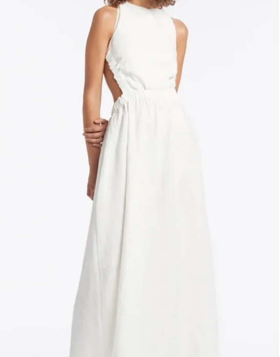 SIR THE LABEL ALENA LINEN MAXI DRESS WHITE SIZE 10